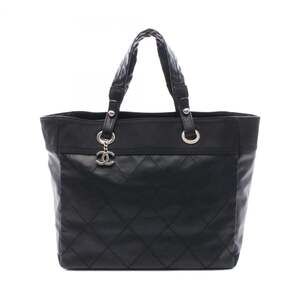 Chanel Paris Biarritz MM Tote Bag Handbag, Coated Canvas Leather, Women's, Bl...